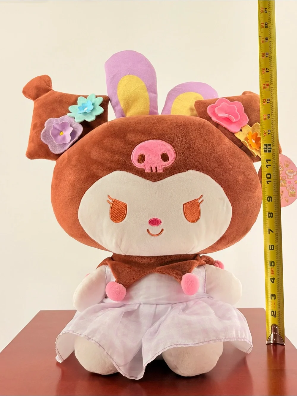 Hello Kitty Brown Plush Bunny with Purple Ears and Pink Accents
